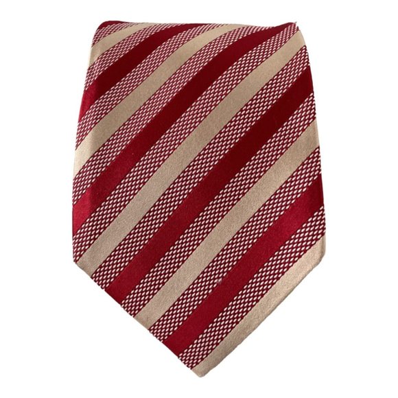 DAKS LONDON Red Striped Silk Tie Italy 60-"3.5" EC - Picture 1 of 6